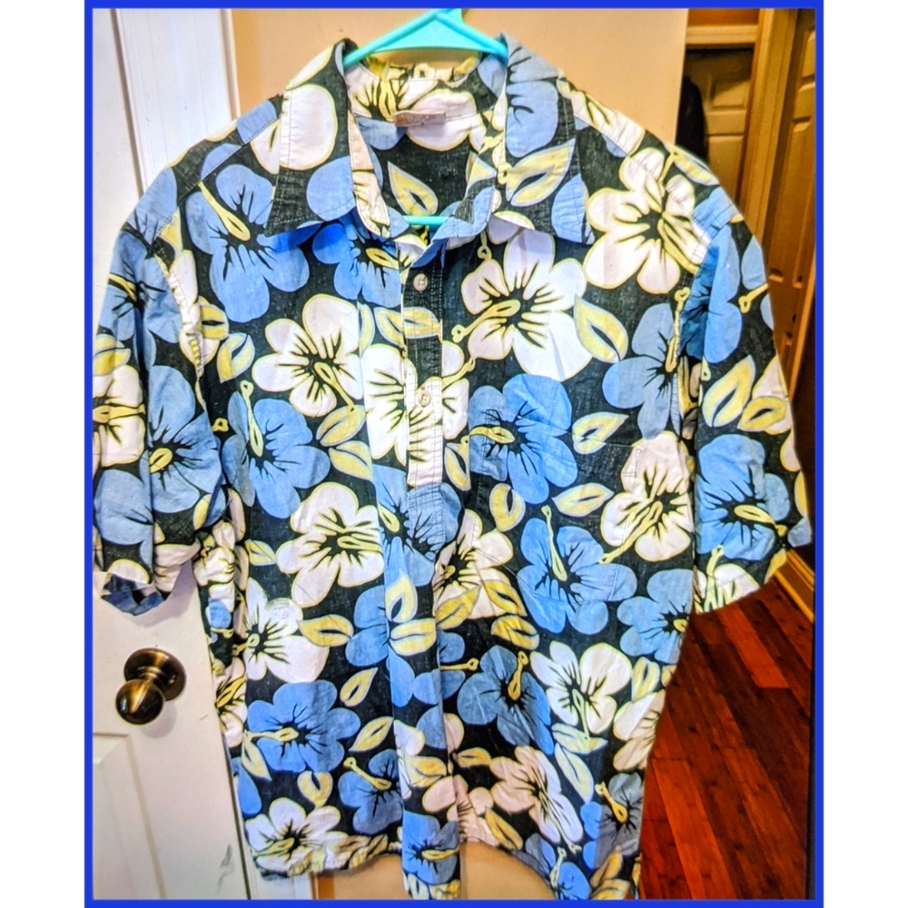 Vintage Go Barefoot Hawaiian Floral Shirt Size XL